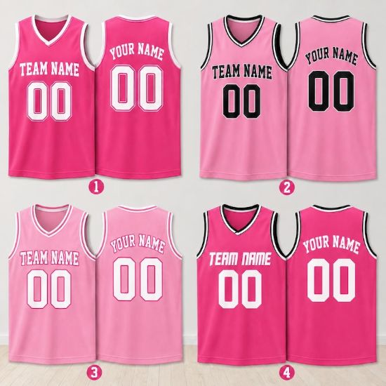 Personalized Pink Basketball Jersey, Custom Team Name Sleeveless Jersey, Women's Sports Tank Top, Custom Name Number Shirt, Pink Girl Shirt
