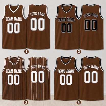Custom Basketball Jersey, Personalized Team Name Jersey, Brown Striped Sports Jersey, Matching Family Basketball Shirt, Name Number Jersey