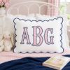 Personalized Embroidered Monogram Scalloped Pillow, Custom Appliqué Cushion, Nursery Decor, Preppy Dorm Room Gift