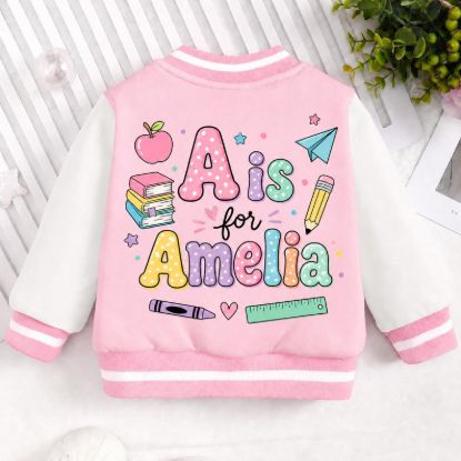 Personalized Back to School Kids Varsity Jacket, Custom Name Letterman Jacket, Kindergarten School Jacket, First Day of School Gift Jacket