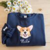 Embroidered Custom Pet Portrait Sweatshirt, Custom Dog From Photo Embroidery, Personalized Pet Hoodie, Gift For Dog Mom, Cat Mom Sweatshirt