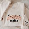 Embroidered Spooky Mama Sweatshirt, Mom Halloween Crewneck, Halloween Mom Shirt, Spooky Halloween Mama Hoodie