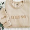 Embroidered Nurse Sweatshirt, Nurse Hoodie, Nurse Pullover, New Nurse Gift With Custom Name On Sleeve, Nursing School Shirt, Gift for her