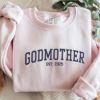 Embroidered Personalized Godmother & Godfather Sweatshirt With Godchild Name on Sleeve, Gift for Godmother Proposal, Godparents Gift