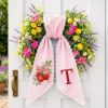 Tomato Wreath Sash with Scalloped Ricrac Edge, Embroidered Tomato Door Bow, Front Porch Wreath Decor, Garden Lover Home Decor Gift Tomato