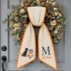 Personalized Fall Family Sash, Dog & Home Embroidered Monogram Sash, Dog Embroidered Sash Wreath, Pet Lover Housewarming Gift for Family