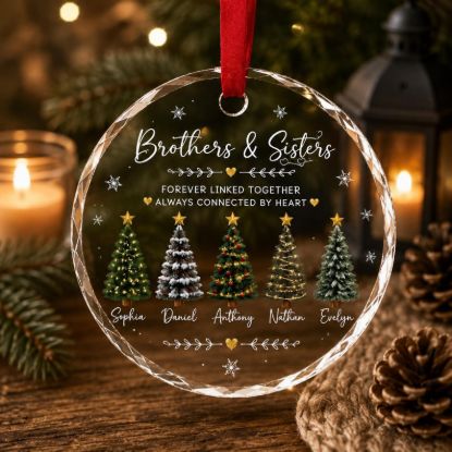 Personalized Brothers and Sisters Ornament, Custom Sibling Christmas Ornament, Family Tree Glass Ornament, Brother Sister Christmas Gift