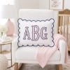 Picture of Personalized Embroidered Monogram Scalloped Pillow, Custom Appliqué Cushion, Nursery Decor, Preppy Dorm Room Gift