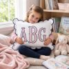 Picture of Personalized Embroidered Monogram Scalloped Pillow, Custom Appliqué Cushion, Nursery Decor, Preppy Dorm Room Gift