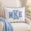 Picture of Personalized Embroidered Monogram Scalloped Pillow, Custom Initial Cushion, Nursery Decor, College Dorm Room Gift