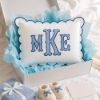 Picture of Personalized Embroidered Monogram Scalloped Pillow, Custom Initial Cushion, Nursery Decor, College Dorm Room Gift