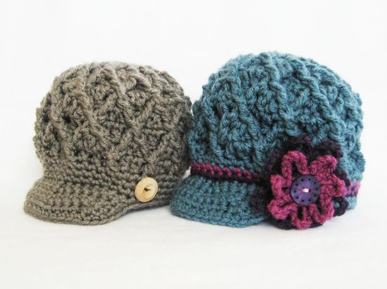 Picture of CROCHET PATTERN - Diamond Cap - 5 sizes PDF baby cap newborn baby girl baby boy brim hat