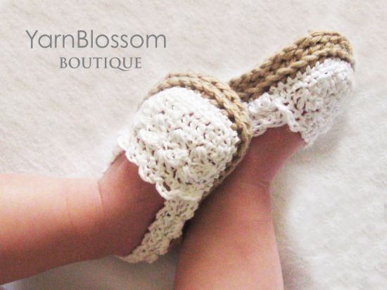 Picture of Espadrille Shoes CROCHET PATTERN PDF Instant Download baby girl booties slippers new baby gift baby shower gift
