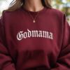 Picture of Embroidered Godmother Sweatshirt, Gift for Godmother Proposal, Baptism Day Gift, Godmother Hoodie, Godmother To Be Crewneck, God Mother Gift