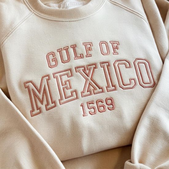Picture of Embroidered Gulf of Mexico sweatshirt, Gulf Coast Shirt, Mexican Beach Crewneck, Gulf of Mexico Gift