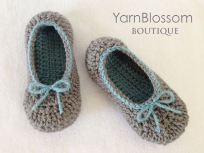 Picture of Slippers Crochet PATTERN - The Rebekah Slipper - 6 big kid shoe sizes girls children's house slippers shoes PDF Instant Download