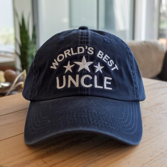 Picture of Embroidered World's Best Uncle Vintage Hat, Pregnancy Announcement Hat for Uncle, Cool Uncle Hat, New Uncle Shirt, Gift for Uncle to Be