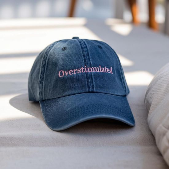 Picture of Embroidered Overstimulated Hat, Sarcastic Gift Anxiety Hat, Mental Health Hat, Humorous Embroidered Hat, Funny Hat For Moms