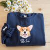 Picture of Embroidered Custom Pet Portrait Sweatshirt, Custom Dog From Photo Embroidery, Personalized Pet Hoodie, Gift For Dog Mom, Cat Mom Sweatshirt