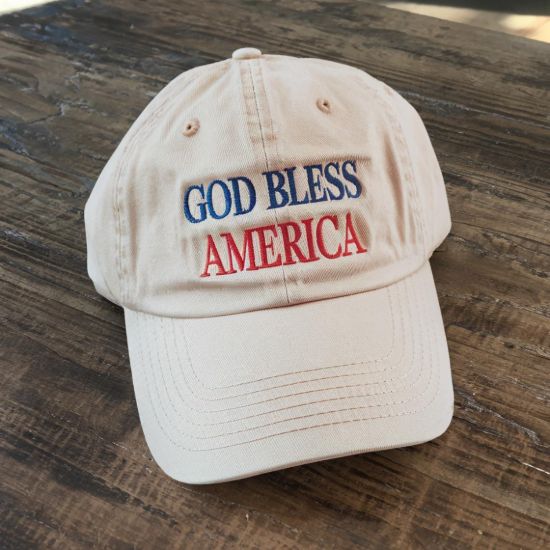 Picture of Embroidered God Bless America Vintage Washed Hat, God Bless America Hat, Patriotic Hat, 4th Of July Hat
