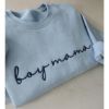 Picture of Embroidered Custom Mom Minimalist Sweatshirt, Mom Of Boy with kid name on sleeve Shirt, Hospital Gift Custom Mom, Christmas Gift For Mom