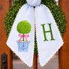 Picture of Willow Topiary Embroidery Sash Wreath Door, Chinoiserie Willow Tree Embroidery Embroidery Sash, Tree Decor Home Embroidered Personalized