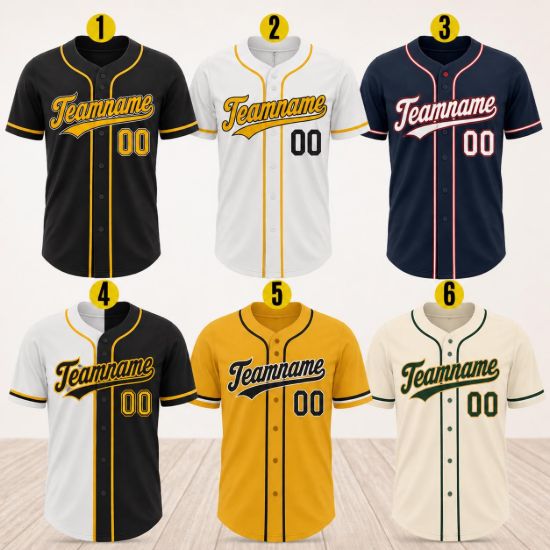 Picture of Custom Yellow Black Baseball Jersey, Personalized Name Number Shirt, Team Uniform, Baseball Style  Shirt Gift, Team Baseball Matching Shirt