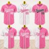 Picture of Custom Pink Baseball Jersey, Personalized Name Number Shirt, Team Uniform, Baseball Style  Shirt Gift, Team Baseball Matching Pink Shirt