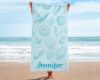Picture of Personalized Seashell Beach Towel, Custom Name Coastal Beach Towel, Ocean Shell Pool Towel, Summer Vacation Gift for Women, Beach Sea Towel