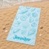 Picture of Personalized Seashell Beach Towel, Custom Name Coastal Beach Towel, Ocean Shell Pool Towel, Summer Vacation Gift for Women, Beach Sea Towel