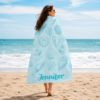 Picture of Personalized Seashell Beach Towel, Custom Name Coastal Beach Towel, Ocean Shell Pool Towel, Summer Vacation Gift for Women, Beach Sea Towel