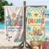 Picture of Personalized Kids Summer Beach Towel, Custom Name Beach Towel for Kids, Summer Squad Pool Towel, Cute Surf Beach Gift, Retro Beach Towel