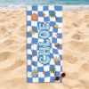 Picture of Personalized Kids Beach Towel, Custom Name Summer Beach Towel, Retro Checkerboard Pool Towel for Kids, Cute Summer Gift, Summer Beach Towel