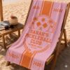 Picture of Personalized Pickleball Beach Towel, Custom Name Pickleball Pool Towel, Retro Coastal Pickleball Club Towel, Summer Vacation Beach Girl Gift