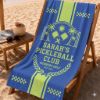 Picture of Personalized Pickleball Beach Towel, Custom Name Pickleball Pool Towel, Retro Coastal Pickleball Club Towel, Summer Vacation Beach Girl Gift