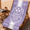 Picture of Personalized Pickleball Beach Towel, Custom Name Pickleball Pool Towel, Retro Coastal Pickleball Club Towel, Summer Vacation Beach Girl Gift