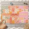 Picture of Personalized Retro Beach Towel for Girls, Cute Smiley Flower Pool Towel, Custom Summer Swim Towel, Preppy Beach Vacation Beach Gift