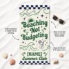 Picture of Beaching Not Budgeting Beach Towel, Personalized Summer Vacation Towel, Custom Name Pool Towel, Funny Beach Trip Gift for Women