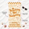 Picture of Beaching Not Budgeting Beach Towel, Personalized Summer Vacation Towel, Custom Name Pool Towel, Funny Beach Trip Gift for Women