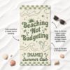Picture of Beaching Not Budgeting Beach Towel, Personalized Summer Vacation Towel, Custom Name Pool Towel, Funny Beach Trip Gift for Women