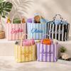 Picture of Personalized Embroidered Striped Tote Bag, Custom Name Beach Tote, Bridesmaid Tote Bag, Aesthetic Canvas Bag, Future Mrs Bridal Beach Bag
