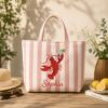 Picture of Personalized Lobster Beach Tote Bag, Embroidered Coastal Tote, Custom Name Summer Bag, Preppy Blue Stripe Tote, Vacation Gift for Women