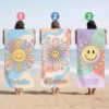 Picture of Personalized Pastel Beach Towel for Kids Group, Smiley Face Summer Towel, Custom Name Beach Towel, Cute Pastel Pool Towel for Girls Boys