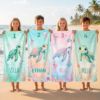 Picture of Personalized Sea Turtle Beach Towel for Kids, Custom Name Summer Towel, Cute Ocean Turtle Bath Towel, Jellyfish Coral Beach Towel Blanket