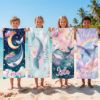 Picture of Personalized Whale Beach Towel for Kids, Custom Name Summer Towel, Cute Ocean Beach Blanket, Mermaid Whale Pool Towel for Girls Boys