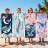 Picture of Personalized Whale Beach Towel for Kids, Custom Name Summer Towel, Cute Ocean Beach Blanket, Mermaid Whale Pool Towel for Girls Boys