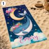 Picture of Personalized Whale Beach Towel for Kids, Custom Name Summer Towel, Cute Ocean Beach Blanket, Mermaid Whale Pool Towel for Girls Boys