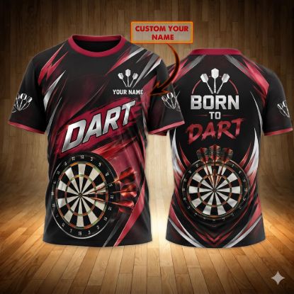 Picture of Custom Dart Shirt, Personalized Darts Jersey, Born To Dart Shirt, Dart Player Gift, Custom Name Dart Team Jersey, Dart Matching Shirt