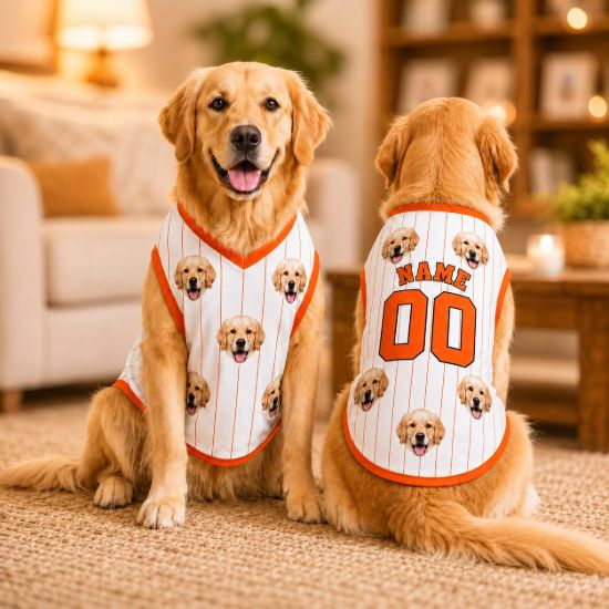 Picture of Custom Funny Pet Face Dog Shirt, Personalized Pet Jersey With Photo, Name Number Dog Cat Clothes, Personalized Funny Outfit For Cat Dog