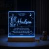 Picture of Personalized Baptism Night Light for Boys, Custom Acrylic LED Lamp with Name & Baptism Date, Christian Nursery Decor, Baby Baptism Gift
